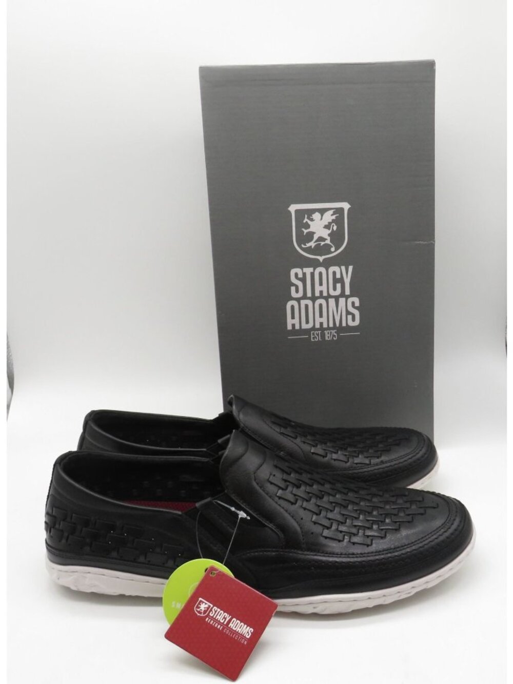 Stacy Adams Men's Ithaca Black Slip-On Shoes 11.5 Woven Upper NIB